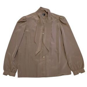 VINTAGE 80s Leo Chevalier Brodkin Blouse | Silky Mauve/Taupe | Size 10